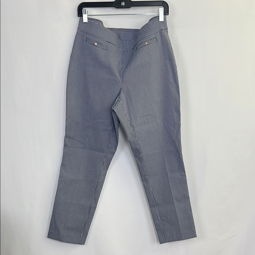 Women’s blue and white checkered pants straight crop pant